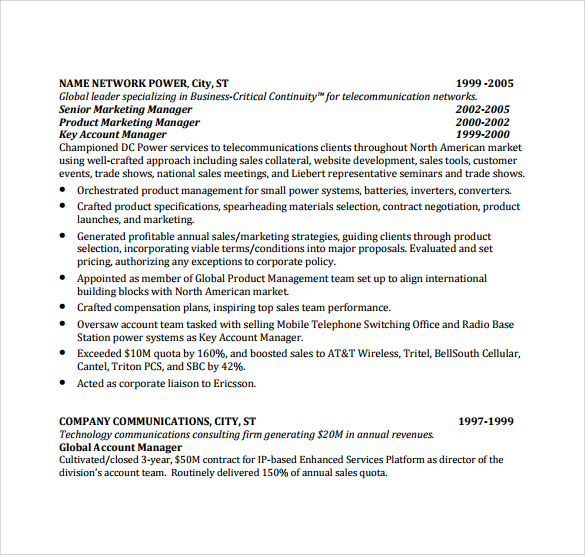 example of account manager resume