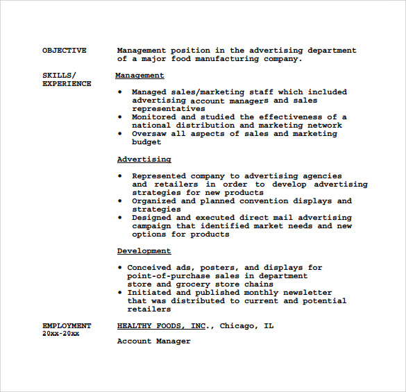 downloadable account manager resume