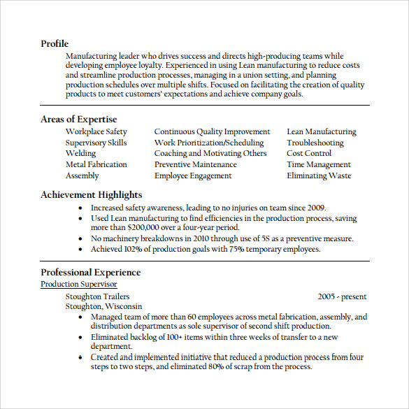 civil supervisor resume word format download