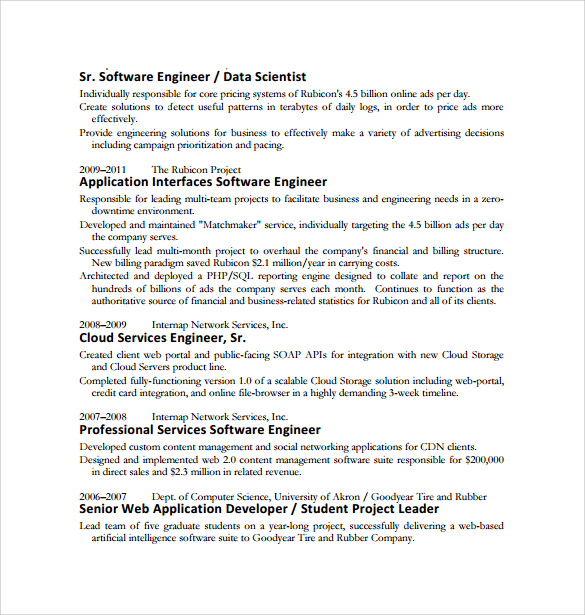 simple software developer resume