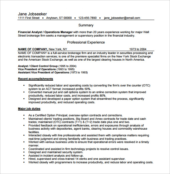 FREE 9+ Sample Operations Manager Resume Templates in PDF MS Word