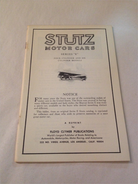 old car advertising brochure 