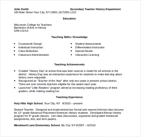 free teacher resume templates 2021