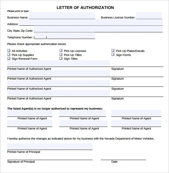 form for letter of authorization