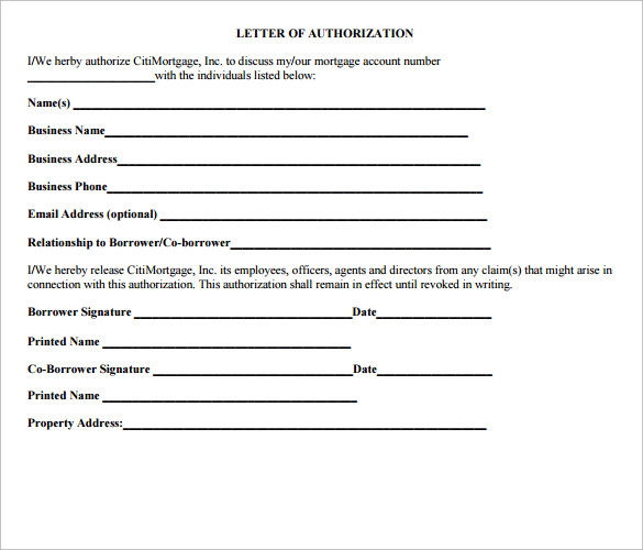 printable letter of authorization form