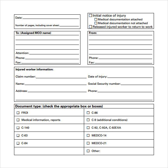medical fax cover sheet to print