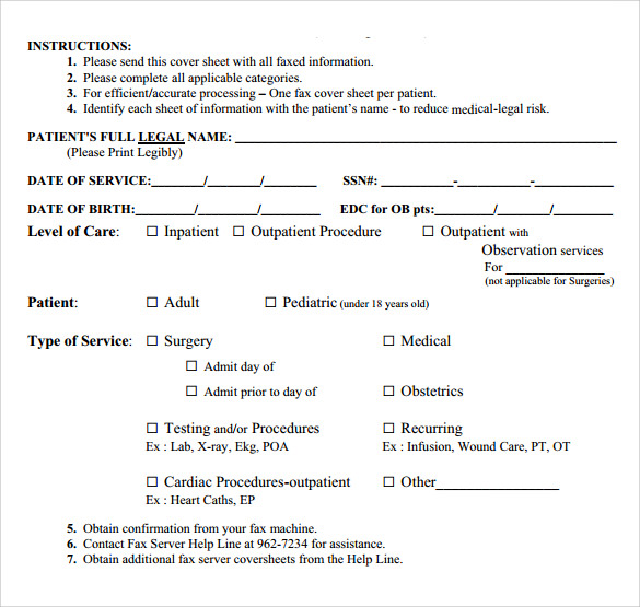 medical fax cover sheet free download