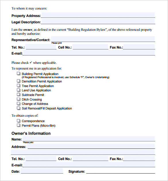 authorization letter form sample
