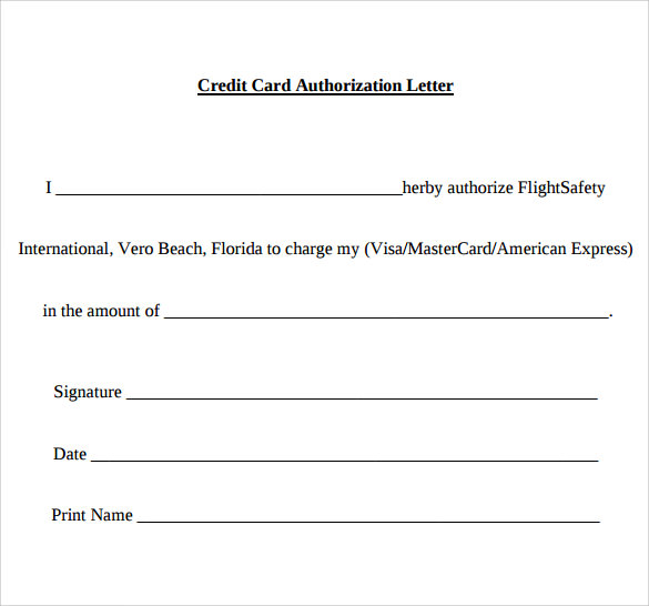 Credit Card Authorization Letter Sample