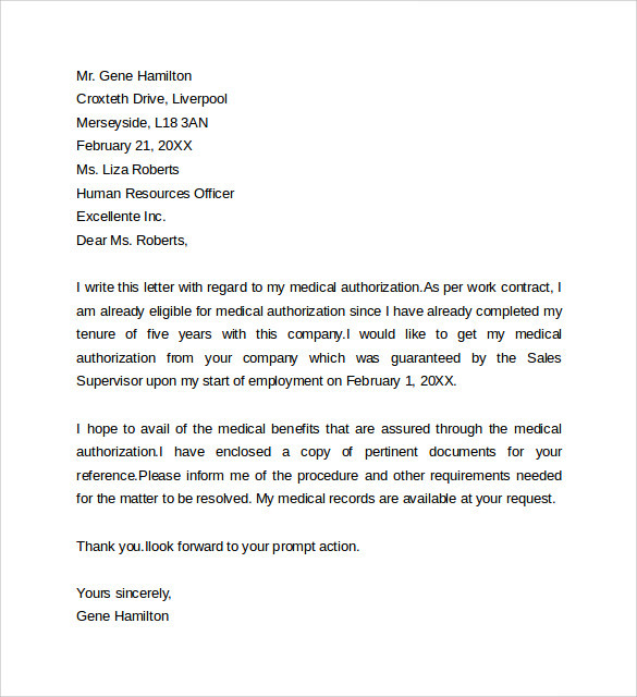 8 Sample Medical Authorization Letter – Free , Examples & Format