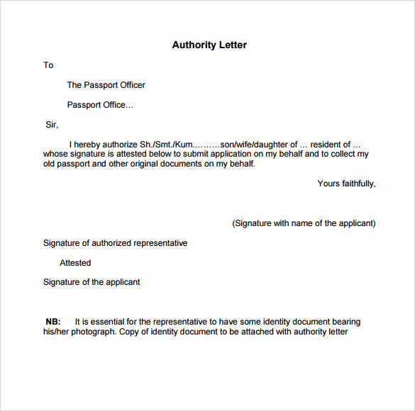 authority letter for passport