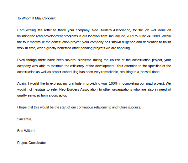 Sample Thank You Letter For Recommendation