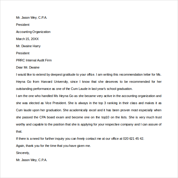 Thank You Letter for Recommendation - 9+ Download Free Documents in PDF ...