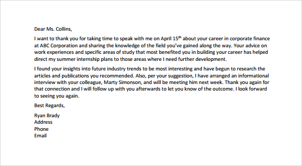 letter you thank yale Sample Thank 9 for Letter You Download Recommendation