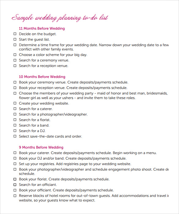 wedding to do list template