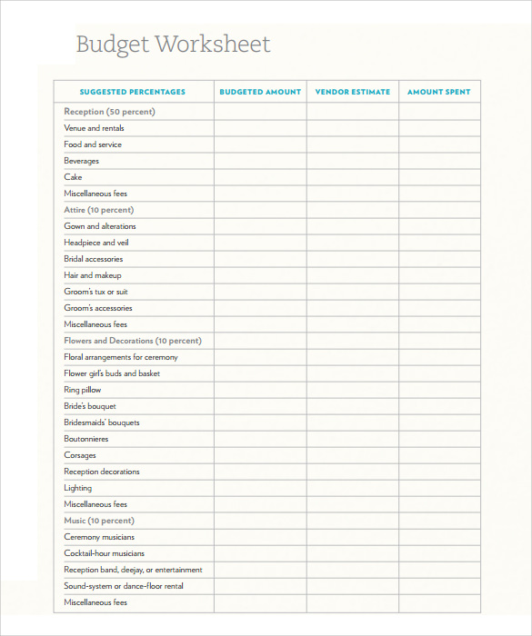 wedding budget template pdf