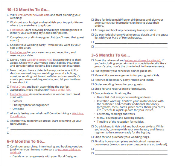 wedding checklist template to print