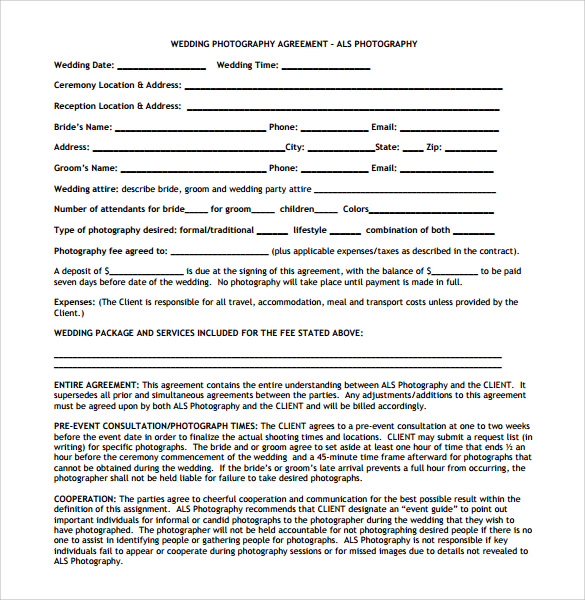 FREE 23+ Wedding Contract Templates in PDF MS Word Google Docs