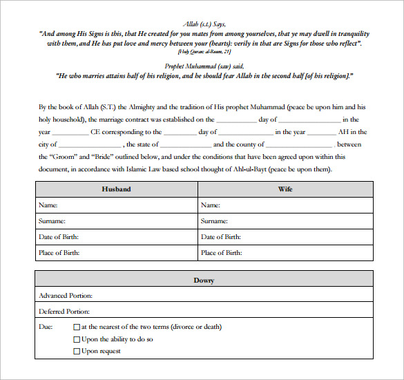 islamic marriage certificate template