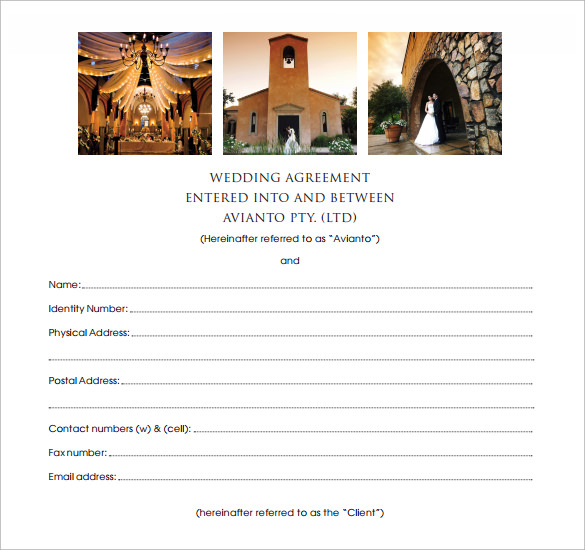 avianto wedding contract