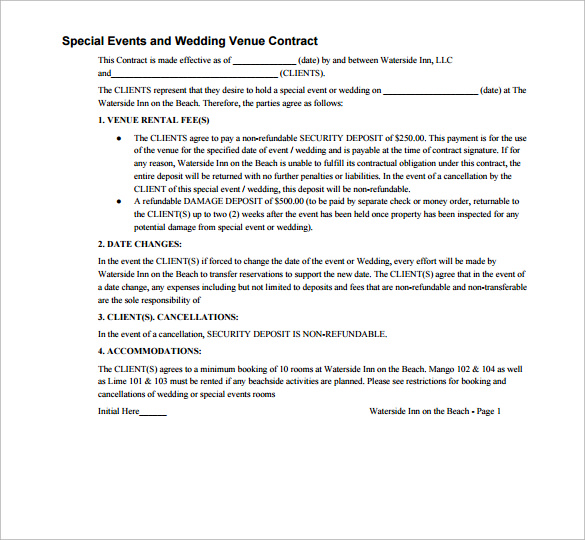 wedding venue contract
