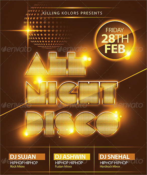 all night disco flyer