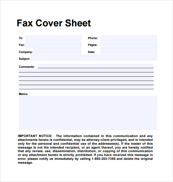 personal fax cover sheet download