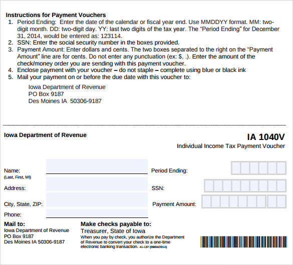 standard payment voucher template