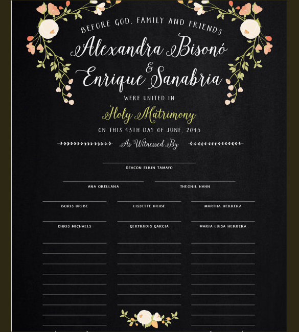 blacoboard wedding certificate