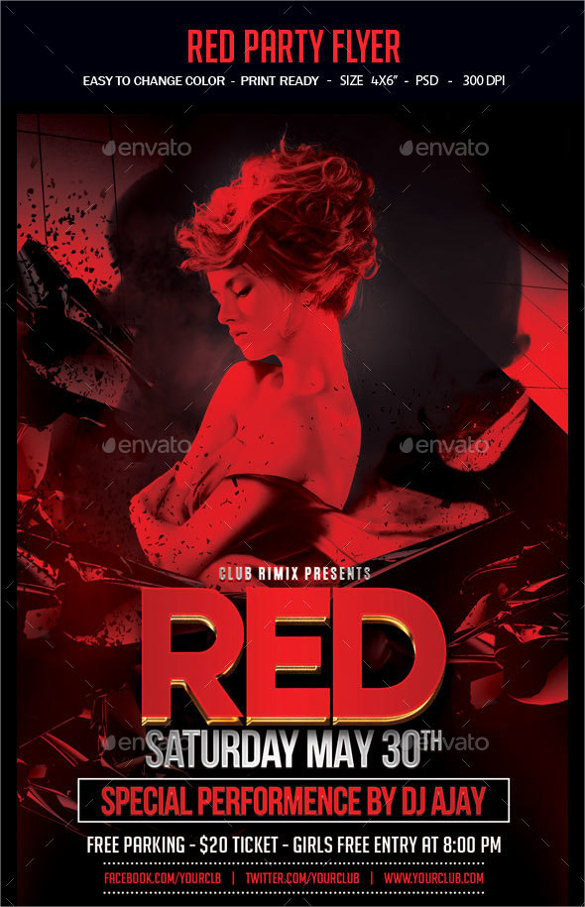hot red party flyer