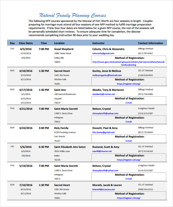 wedding schedule template free sample