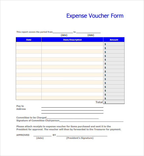printable expense voucher template