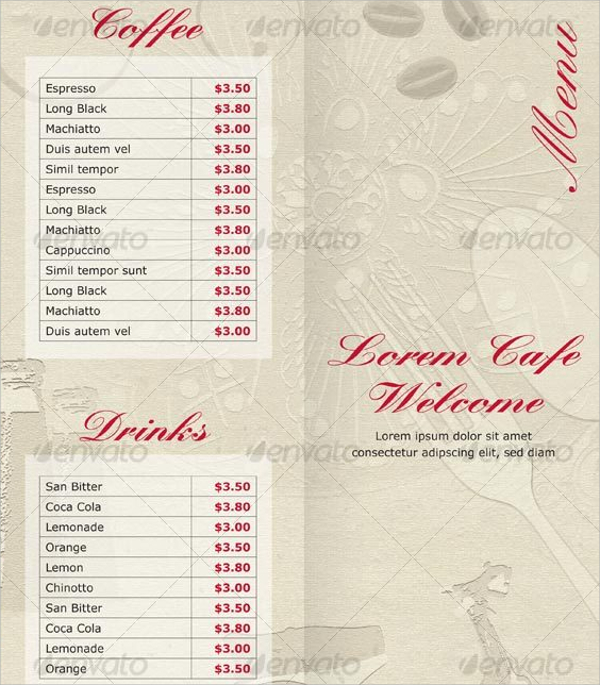 restaurent cafe menu template1