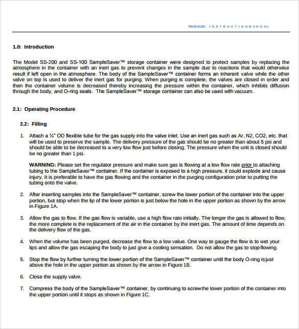 sample instruction manual template pdf