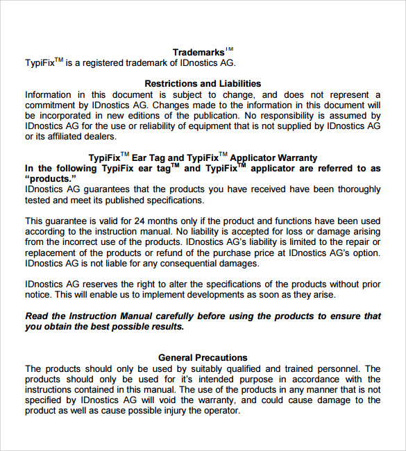 FREE 13+ Sample Instruction Manual Templates in PDF MS Word