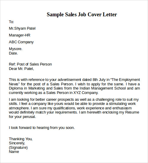 writing a cover letter for a retail sales job