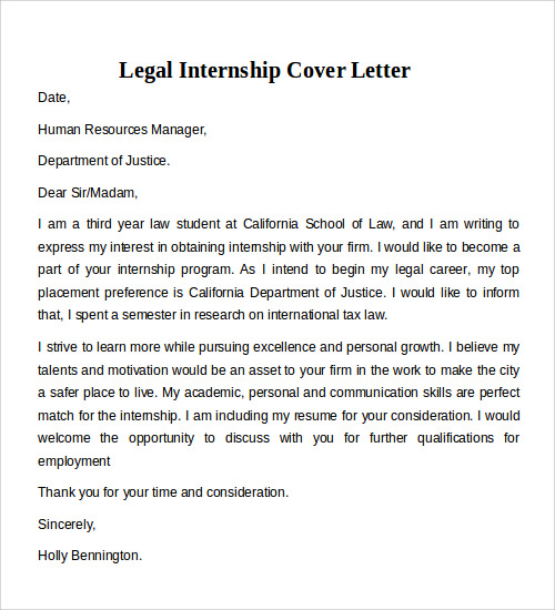 Cover Letter Example For Internship Human Resources Images