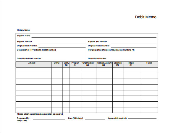 form template memo debit Sample PDF 10 Documents   Debit  in Memo