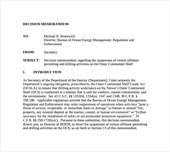 memorandum decision memo template