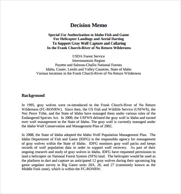 memorandum pdf example Memos  Templates Sample   19 Sample Decision