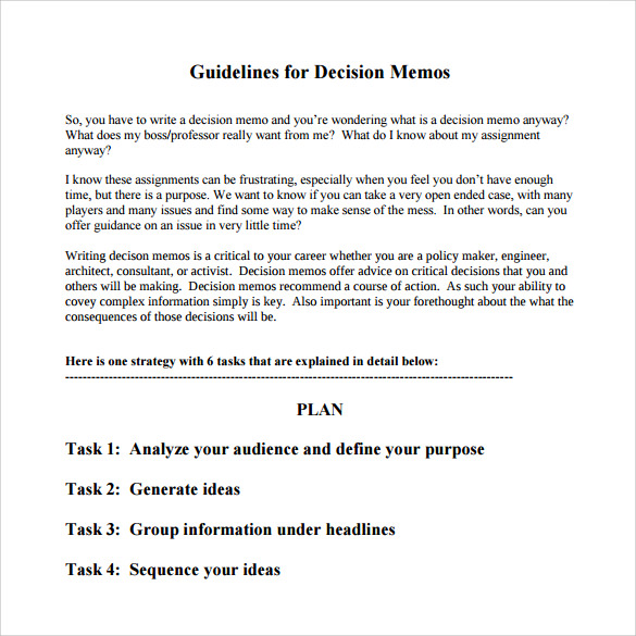 example of decision memo template
