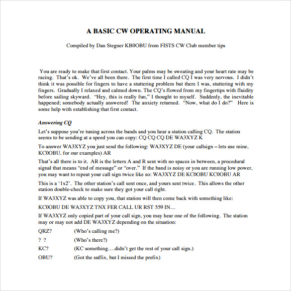 basic operations manual template