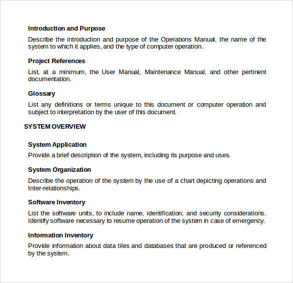 operations manual template word