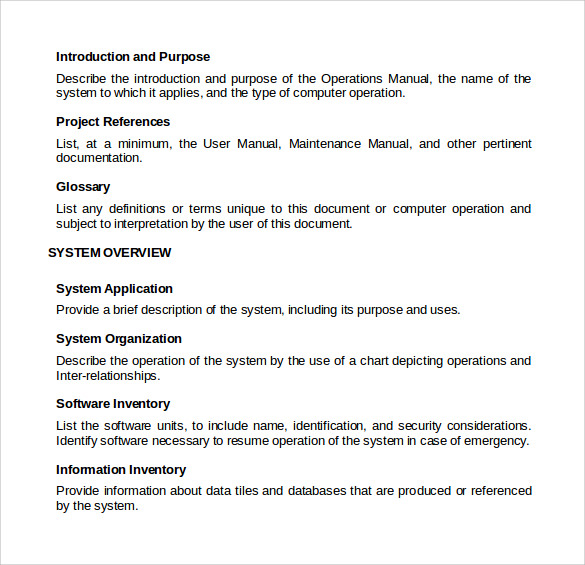 Operations Manual Template Word Free