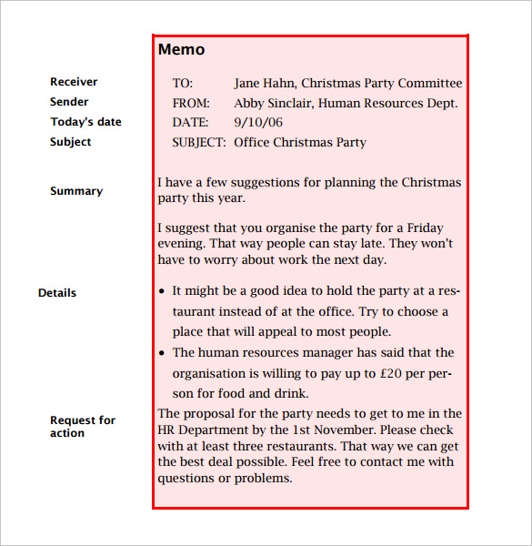 form pdf memorandum Templates Memo Samples Sample Email   10