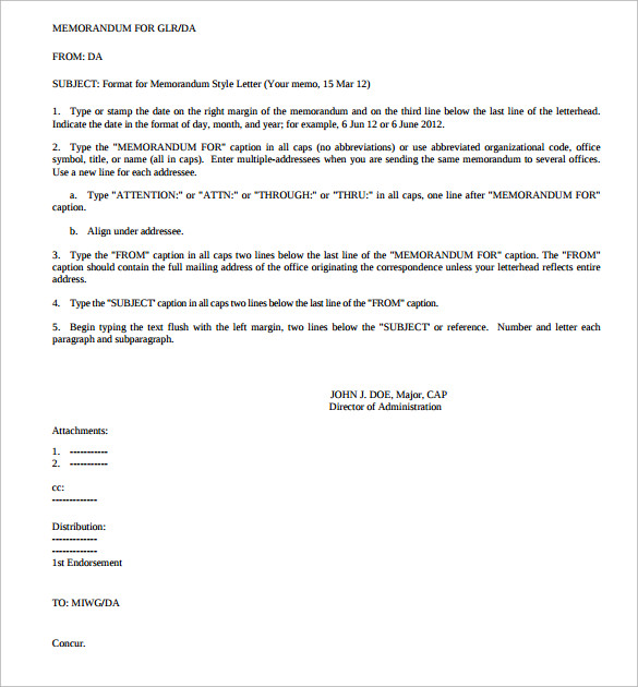 Free Memorandum Template Sample Memo Letter