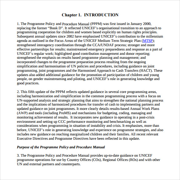 procedure manual template example