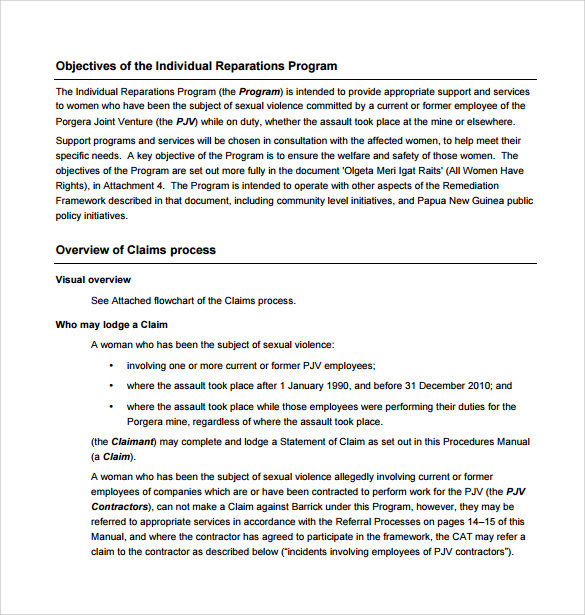 sample procedure manual template