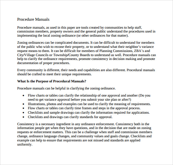 procedure manual template free download