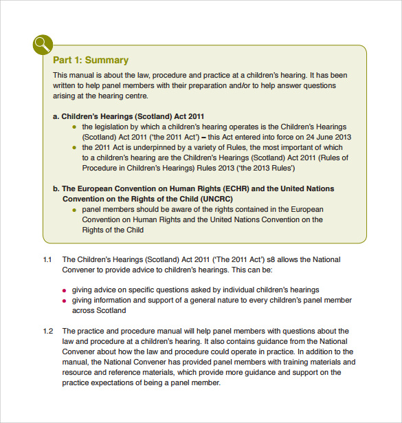 printable procedure manual template